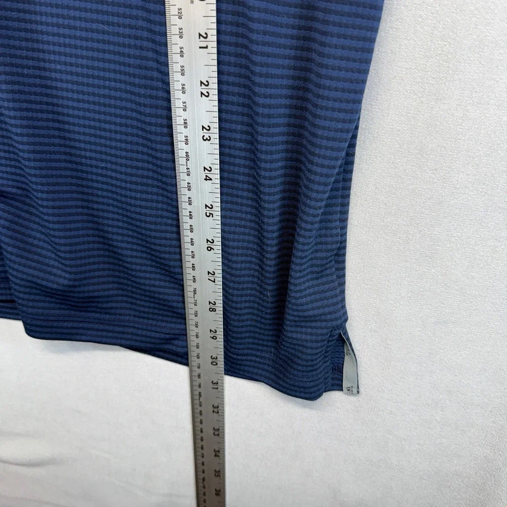 Adidas Climachill Golf Polo Men XL Navy Blue Striped Polyester Performance Shirt
